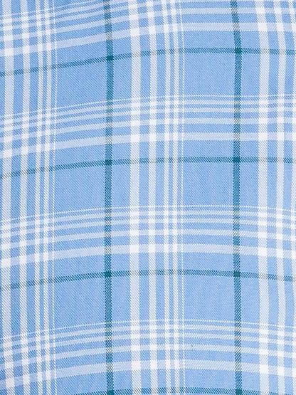 Parx Men Blue Checks Slim Fit Cotton Half Sleeve Shirt