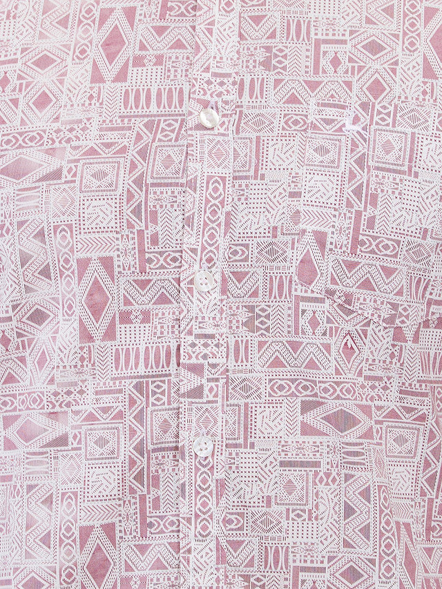 Parx Men Pink Printed Slim Fit Cotton Casual Shirt