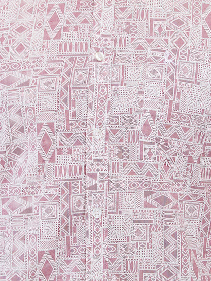 Parx Men Pink Printed Slim Fit Cotton Casual Shirt