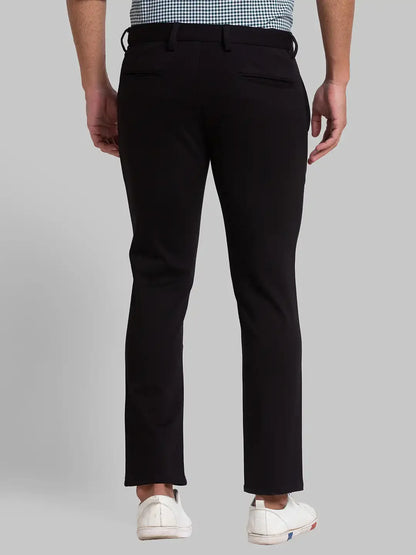 Men Black Super Slim Fit Solid Rayon Nylon Spandex Blend Trouser