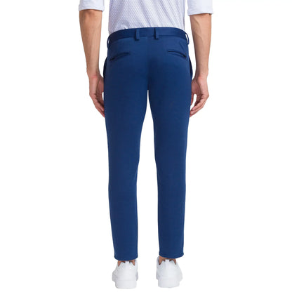 Men Blue Super Slim Fit Solid Terylene Blend Trouser