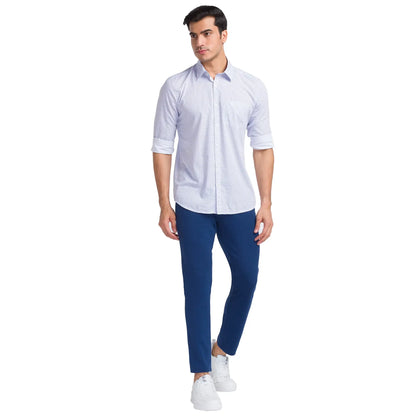 Men Blue Super Slim Fit Solid Terylene Blend Trouser