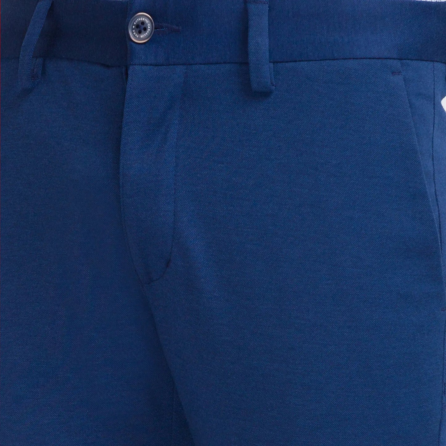 Men Blue Super Slim Fit Solid Terylene Blend Trouser