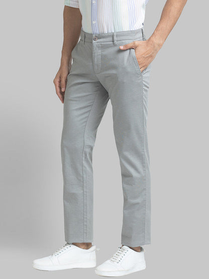 Parx Men Grey Printed Tapered Fit Trouser