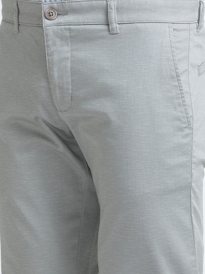 Parx Men Grey Printed Tapered Fit Trouser