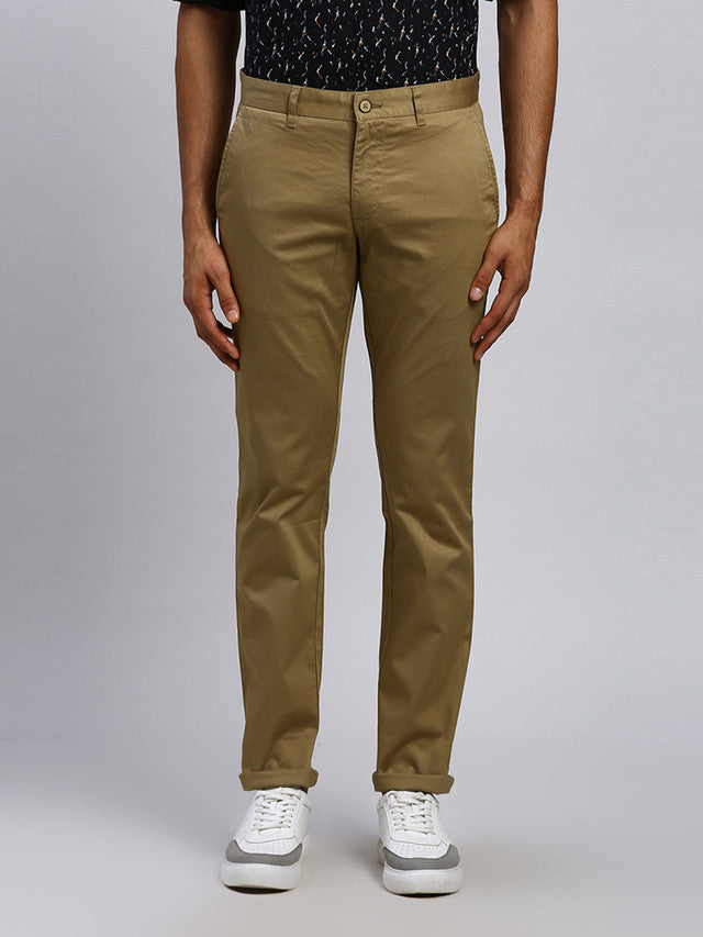 Parx Men Brown Solid Tapered Fit Trouser