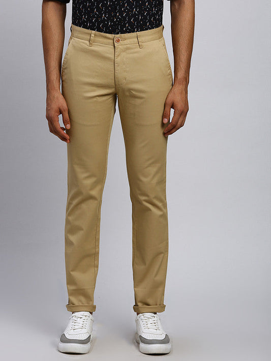 Parx Men Brown Solid Tapered Fit Trouser