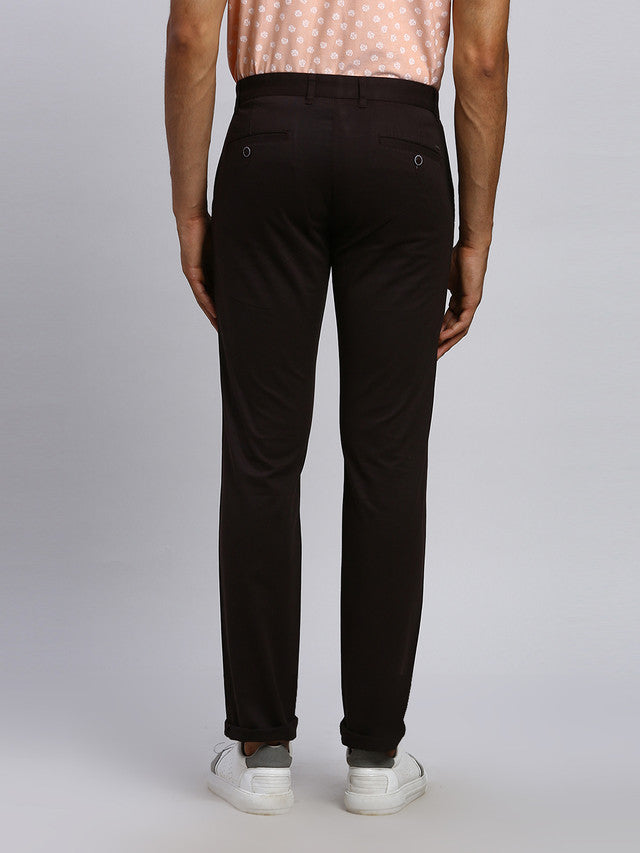 Parx Men Brown Solid Tapered Fit Trouser