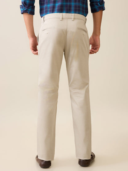 Parx Men Green Solid-Dobby Low Rise Tapered Fit Cotton Blend Trouser