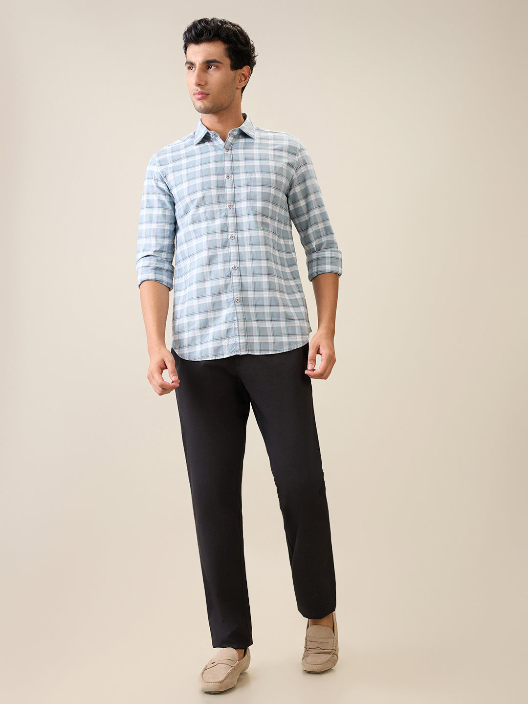 Parx Men Black Printed Low Rise Tapered Fit Cotton Blend Trouser