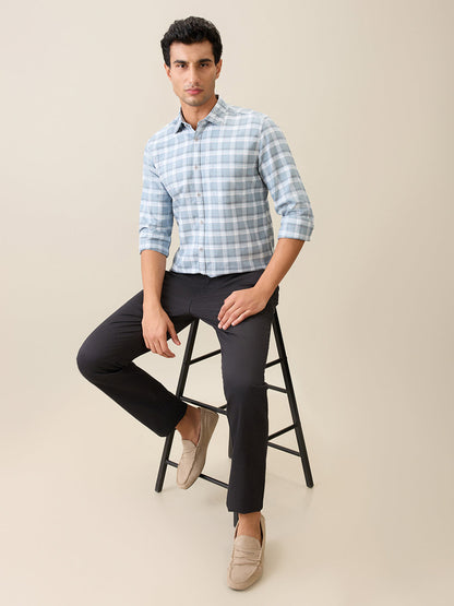 Parx Men Black Printed Low Rise Tapered Fit Cotton Blend Trouser