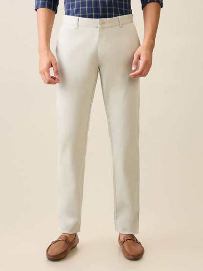 Parx Men Green Printed Low Rise Tapered Fit Cotton Blend Trouser