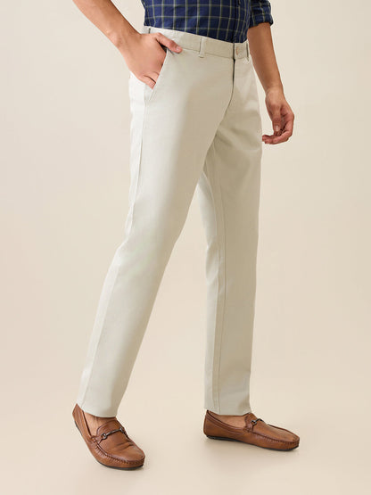 Parx Men Green Printed Low Rise Tapered Fit Cotton Blend Trouser