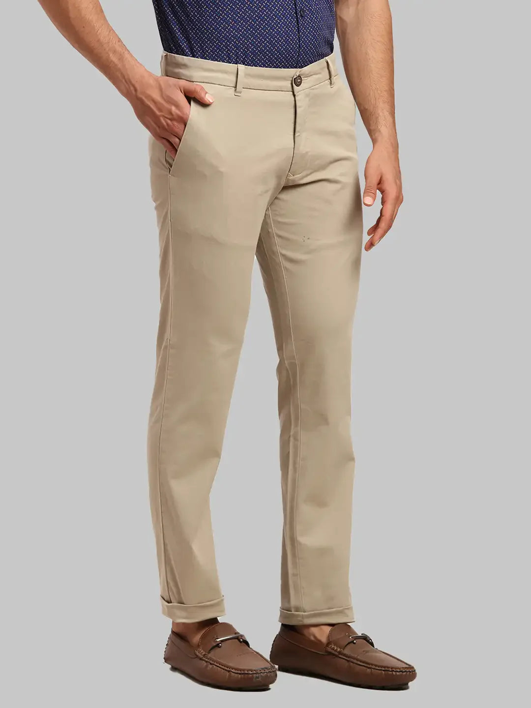 Men Grey Lrt Fit Rfd Overdyed Cotton Blend Trouser