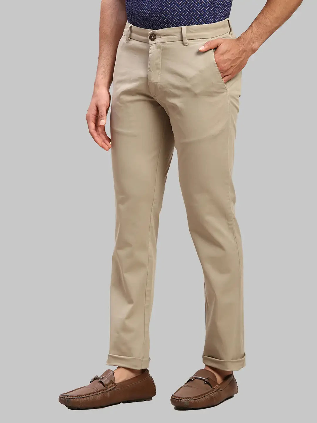 Men Grey Lrt Fit Rfd Overdyed Cotton Blend Trouser