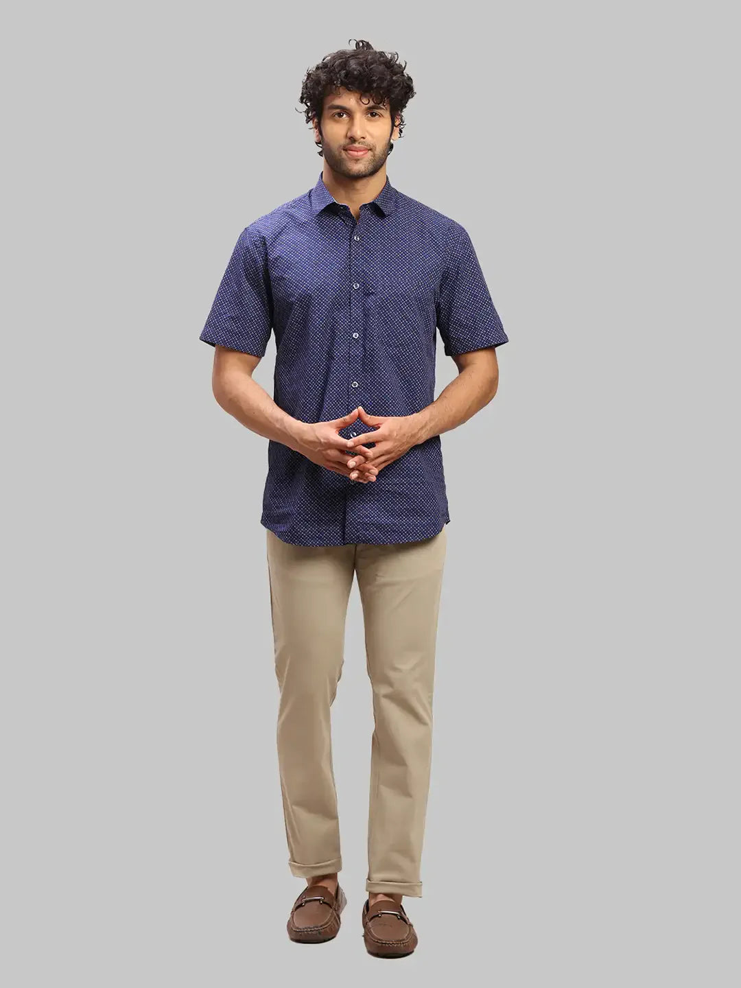 Men Grey Lrt Fit Rfd Overdyed Cotton Blend Trouser