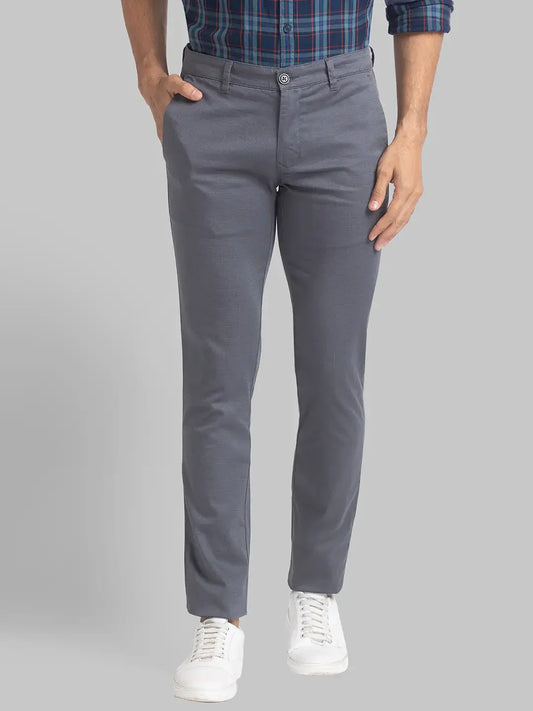 Men Grey Super Slim Fit Print Cotton Blend Trouser