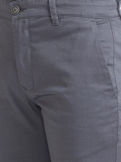 Men Grey Super Slim Fit Print Cotton Blend Trouser