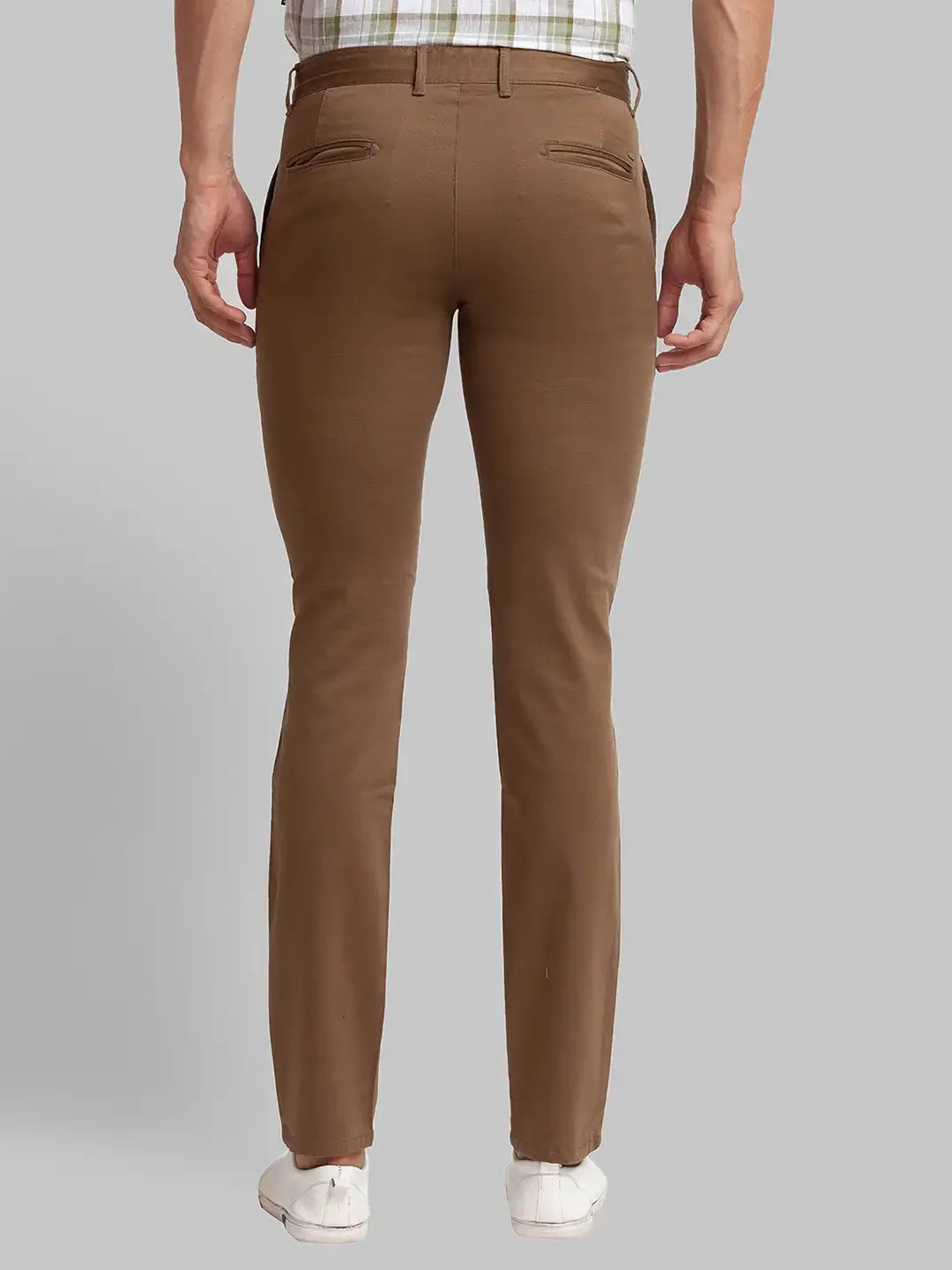 Men Brown Super Slim Fit Solid Cotton Blend Trouser