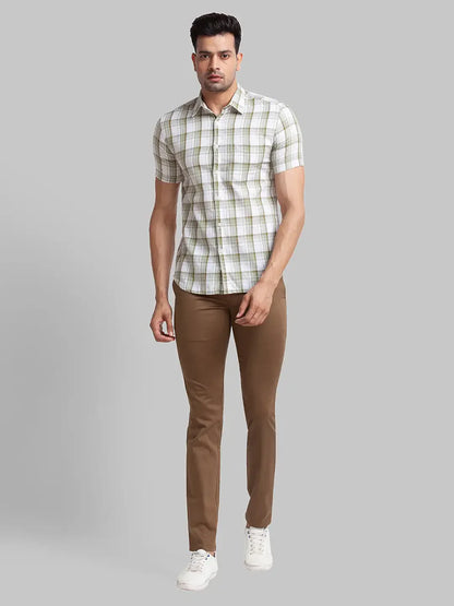 Men Brown Super Slim Fit Solid Cotton Blend Trouser