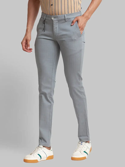 Men Green Super Slim Fit Solid Cotton Blend Trouser