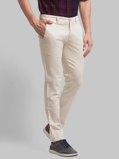 Men Khaki Super Slim Fit Print Cotton Blend Trouser