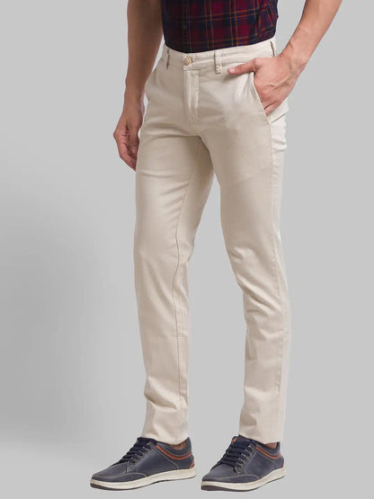 Men Khaki Super Slim Fit Print Cotton Blend Trouser