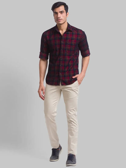 Men Khaki Super Slim Fit Print Cotton Blend Trouser