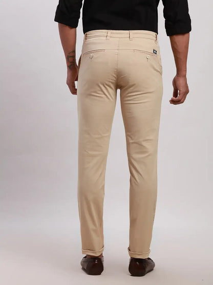 Men Khaki Super Slim Rfd Overdyed Cotton Blend Trouser