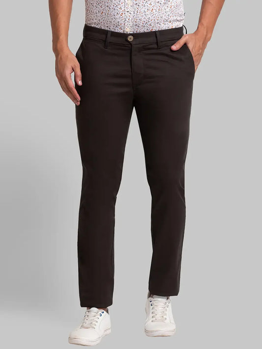 Men Green Super Slim Fit Solid Cotton Blend Trouser