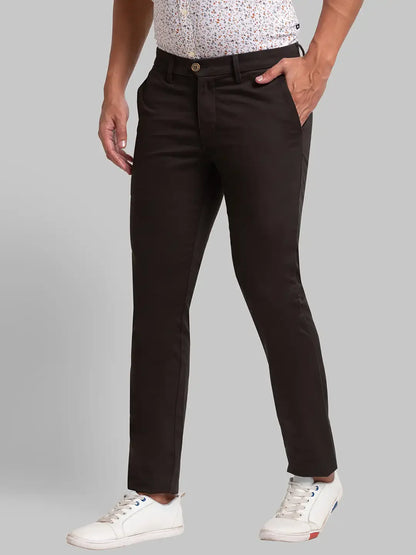 Men Green Super Slim Fit Solid Cotton Blend Trouser