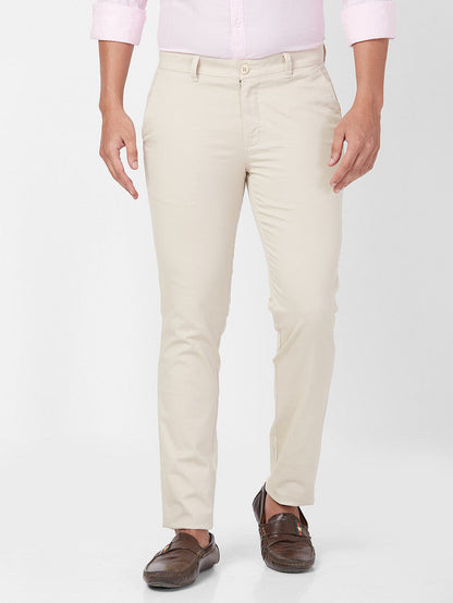 Parx Brown Solid Super Slim Fit Cotton Blend Trouser
