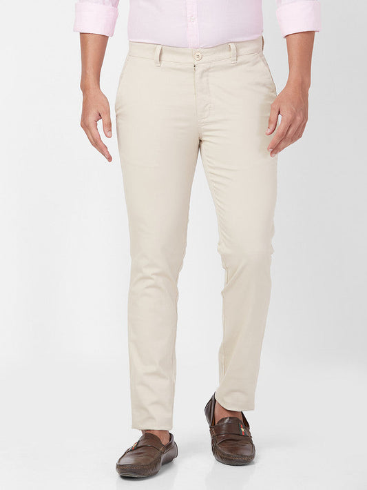 Parx Brown Solid Super Slim Fit Cotton Blend Trouser