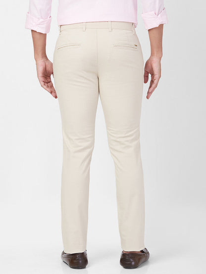 Parx Brown Solid Super Slim Fit Cotton Blend Trouser