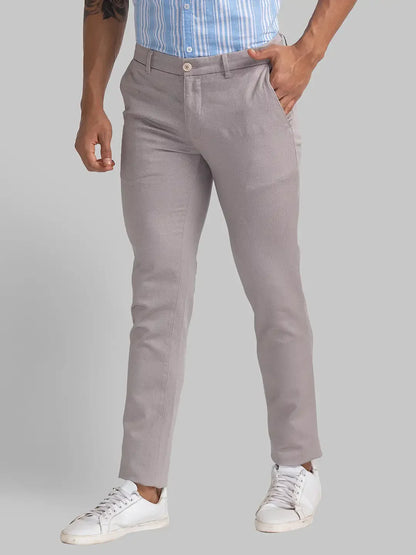 Parx Men Brown Printed Super Slim Fit Cotton Blend Trouser