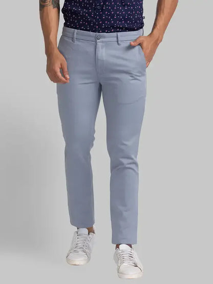 Men Grey Super Slim Fit Print Cotton Blend Trouser