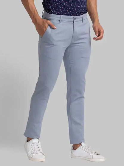 Men Grey Super Slim Fit Print Cotton Blend Trouser