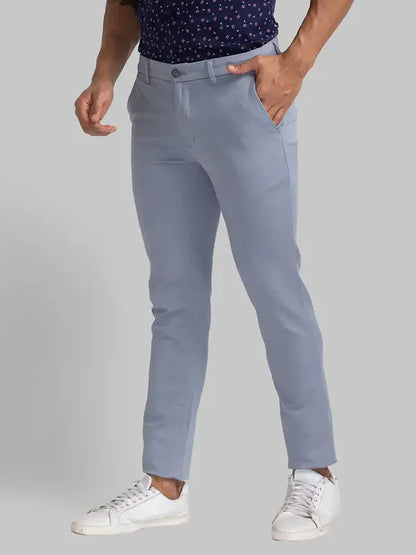 Men Grey Super Slim Fit Print Cotton Blend Trouser