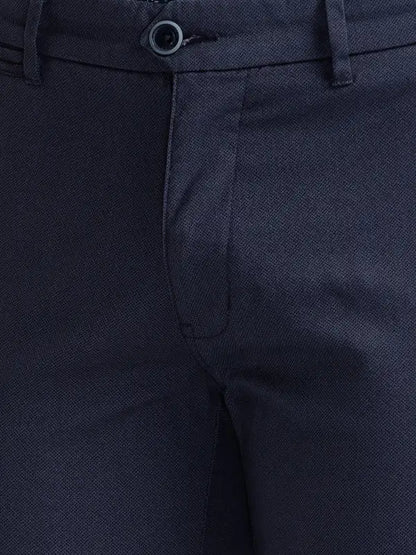 Men Blue Super Slim Fit Print Cotton Blend Trouser