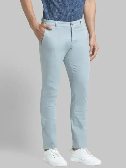 Men Grey Super Slim Fit Solid Cotton Blend Trouser