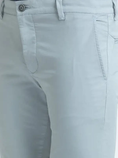Men Grey Super Slim Fit Solid Cotton Blend Trouser