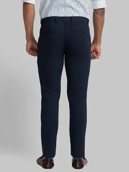 Men Blue Super Slim Fit Print Cotton Blend Trouser