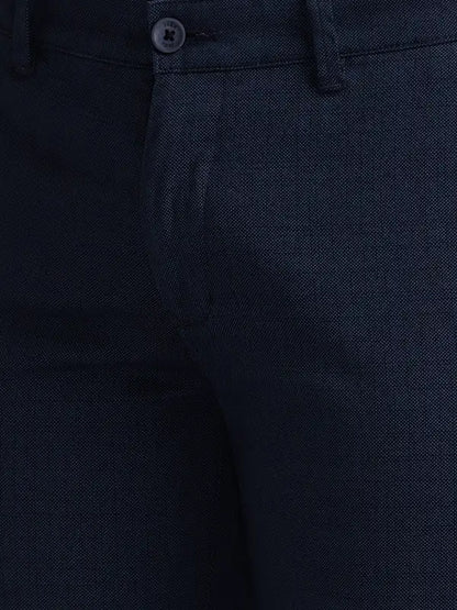 Men Blue Super Slim Fit Print Cotton Blend Trouser