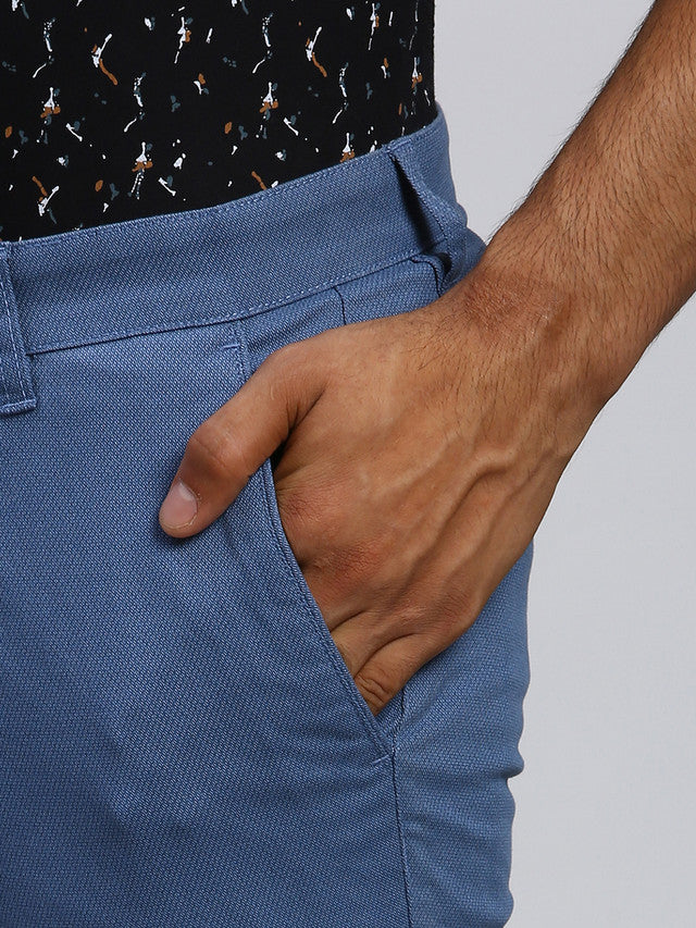 Parx Men Blue Solid Super Slim Fit Trouser
