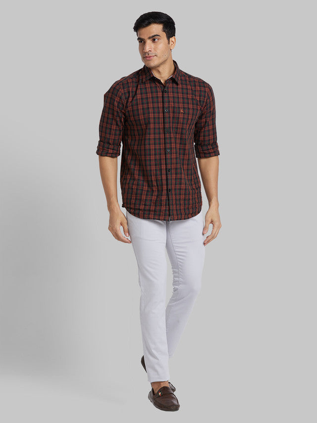 Parx Grey Solid Super Slim Fit Cotton Blend Trouser