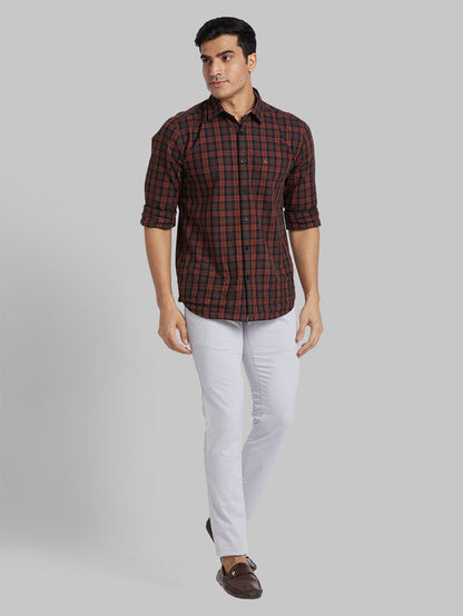 Parx Grey Solid Super Slim Fit Cotton Blend Trouser