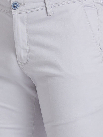 Parx Grey Solid Super Slim Fit Cotton Blend Trouser