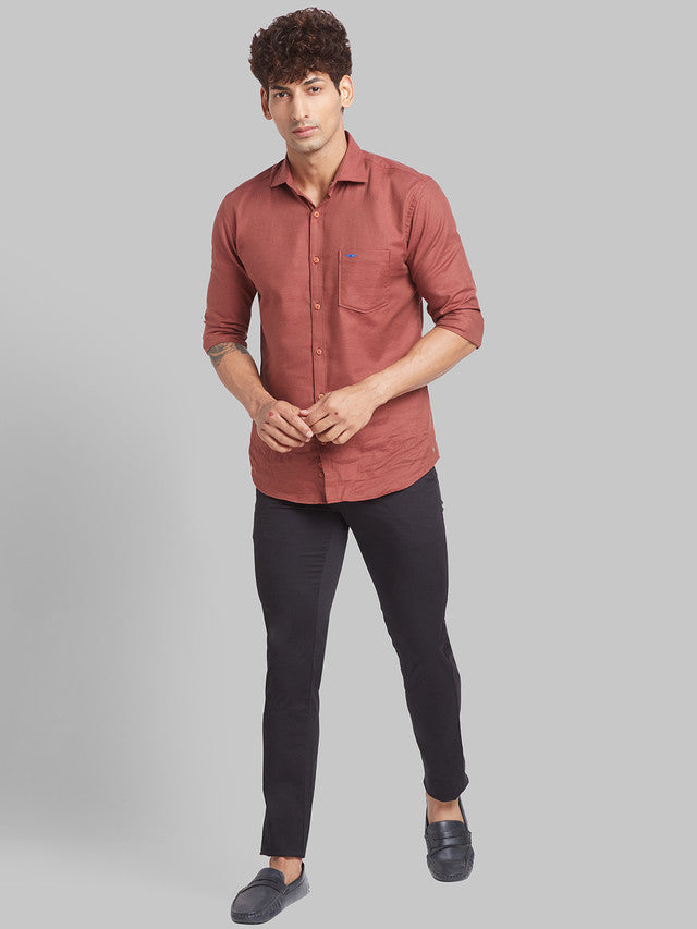 Parx Black Solid Super Slim Fit Cotton Blend Trouser