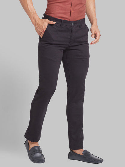 Parx Men Black Solid Super Slim Fit Trouser