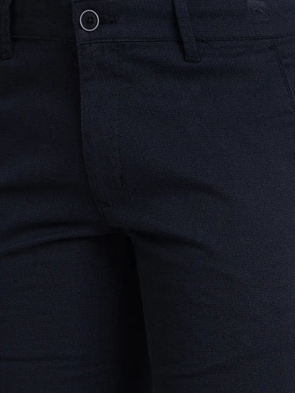 Parx Men Black Super Slim Fit Print Cotton Blend Trouser